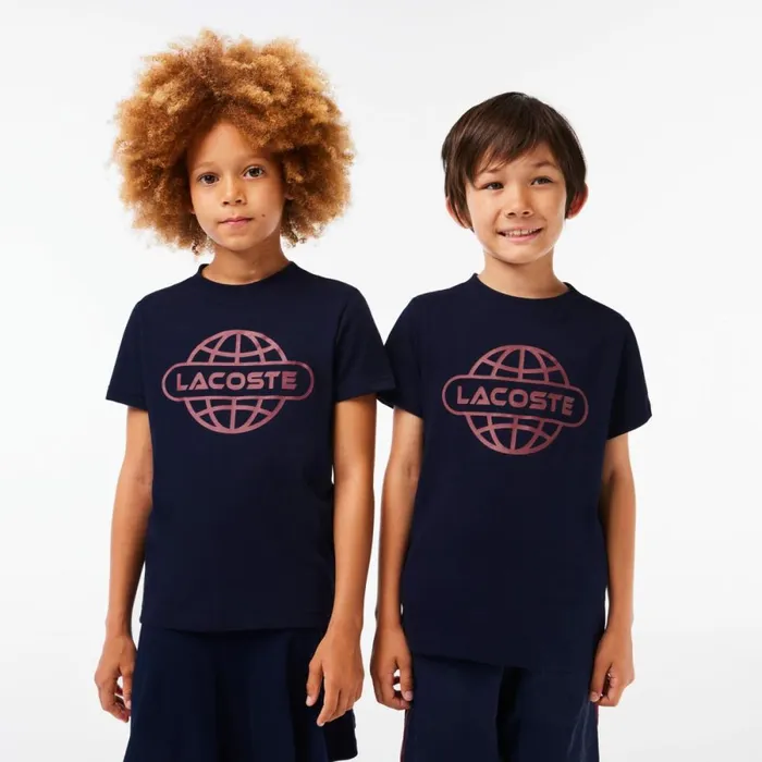 TShirts and Tops Kids Lacoste Kids039 Cotton Jersey Planet Print TShirt Navy Blue 166 TShirts and Tops Kids Lacoste Kids039 Cotton Jersey Planet Print TShirt Navy Blue 166