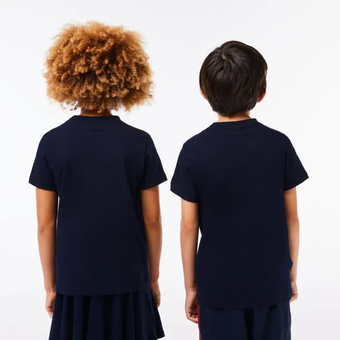 TShirts and Tops Kids Lacoste Kids039 Cotton Jersey Planet Print TShirt Navy Blue 166