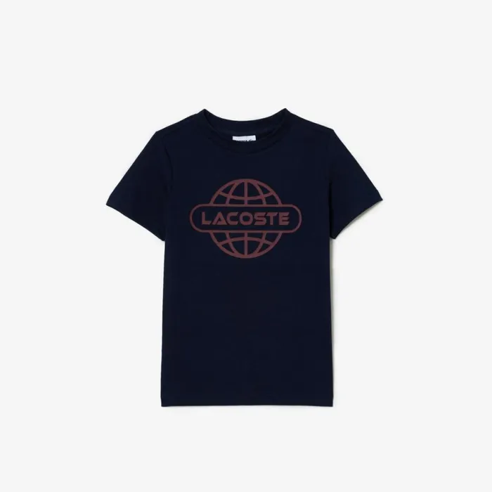 TShirts and Tops Kids Lacoste Kids039 Cotton Jersey Planet Print TShirt Navy Blue 166