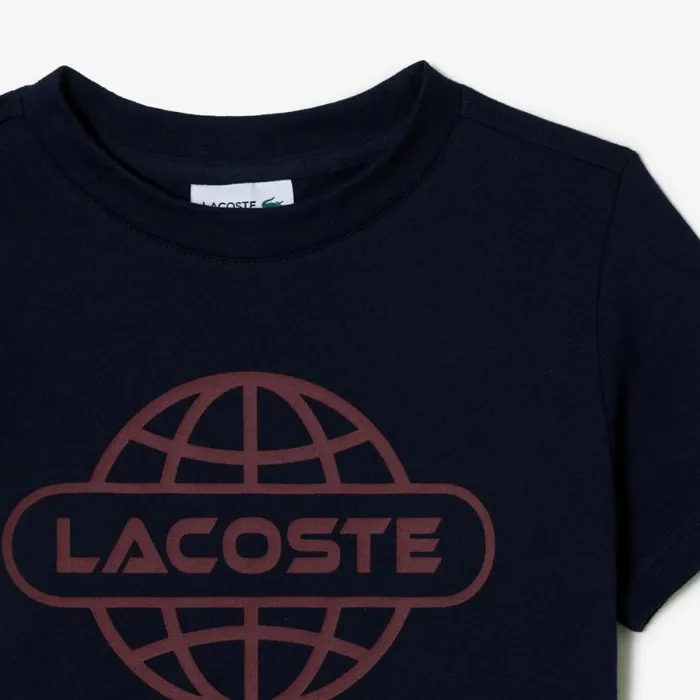 TShirts and Tops Kids Lacoste Kids039 Cotton Jersey Planet Print TShirt Navy Blue 166