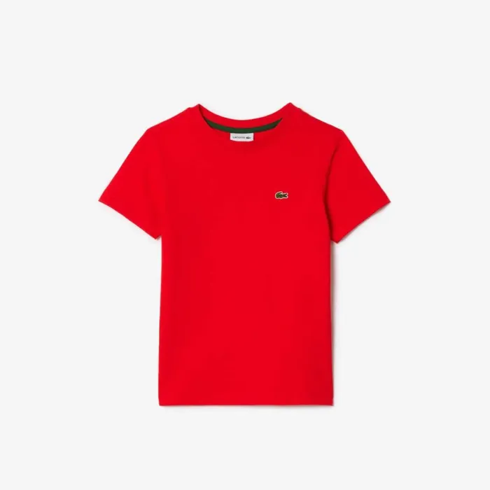 TShirts and Tops Kids Lacoste Kids039 Plain Cotton Jersey TShirt Red Currant F8m