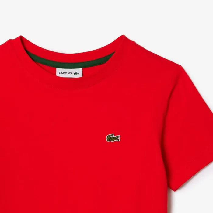 TShirts and Tops Kids Lacoste Kids039 Plain Cotton Jersey TShirt Red Currant F8m