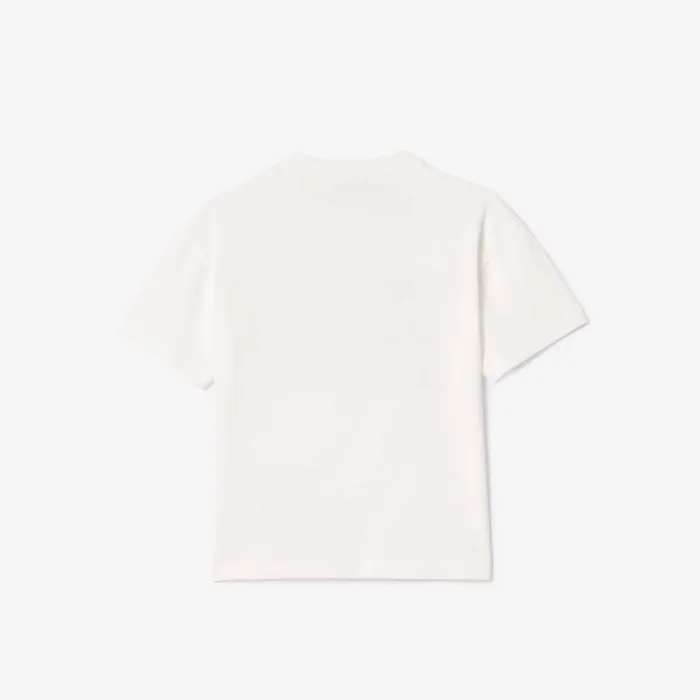 TShirts and Tops Kids Lacoste Kids039 Relaxed Fit Cotton Tennis Ball TShirt White 70v