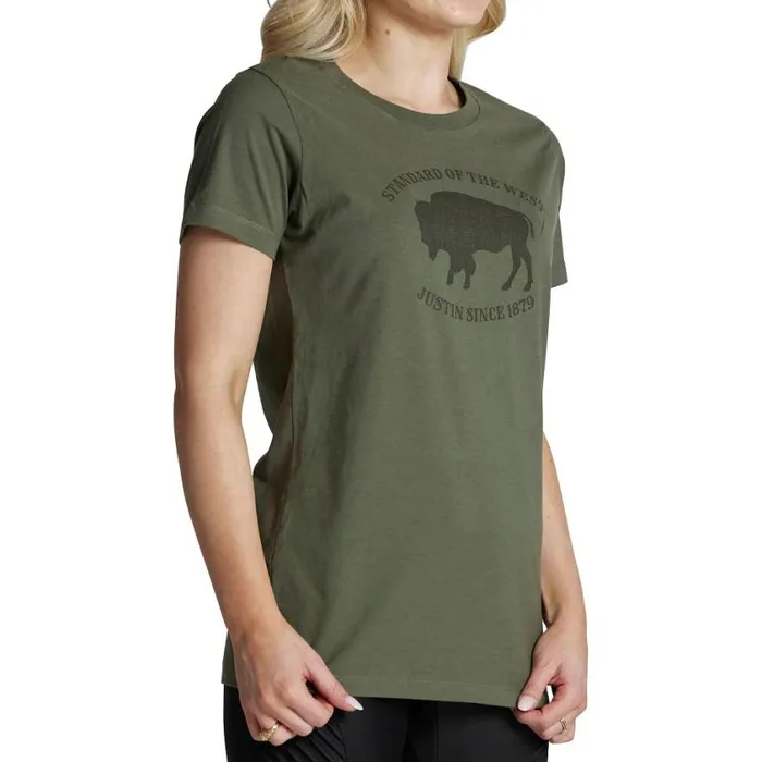 TShirts and Tops Women Justin Boots Bison Tee Olive 040green041