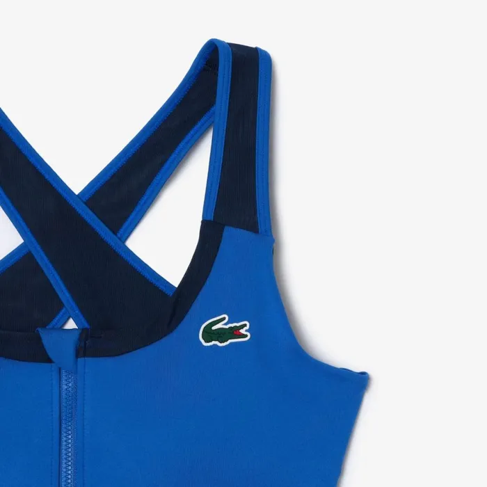 TShirts and Tops Women Lacoste Women039s Colorblock Zip Sports Bra Blue Navy Blue Iuu