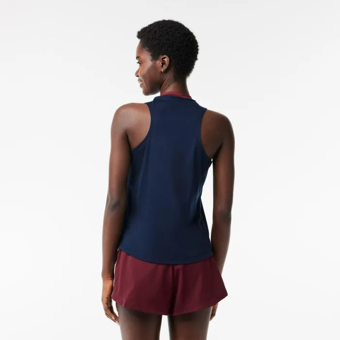 TShirts and Tops Women Lacoste Women039s Contrast Stretch Cotton Sport TShirt Navy Blue Bordeaux R1i