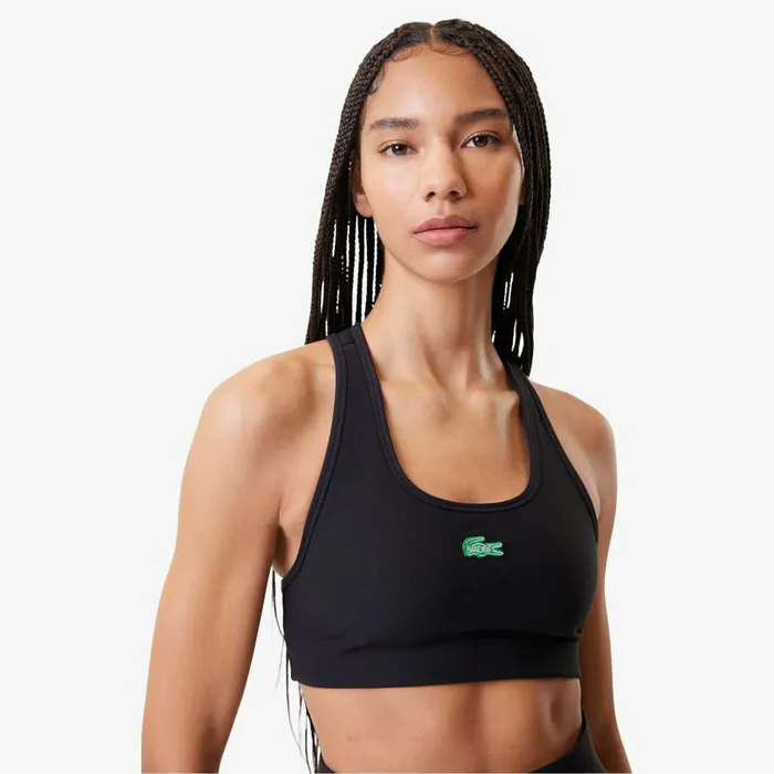 TShirts and Tops Women Lacoste Women039s Lacoste X Bandier Ribbed Sports Bra Black 031