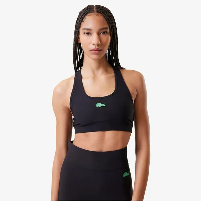 TShirts and Tops Women Lacoste Women039s Lacoste X Bandier Ribbed Sports Bra Black 031
