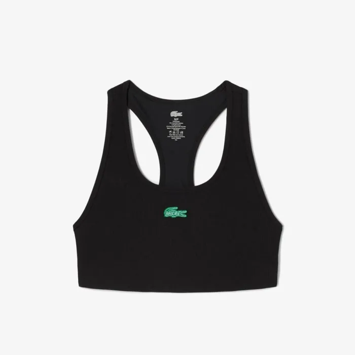 TShirts and Tops Women Lacoste Women039s Lacoste X Bandier Ribbed Sports Bra Black 031