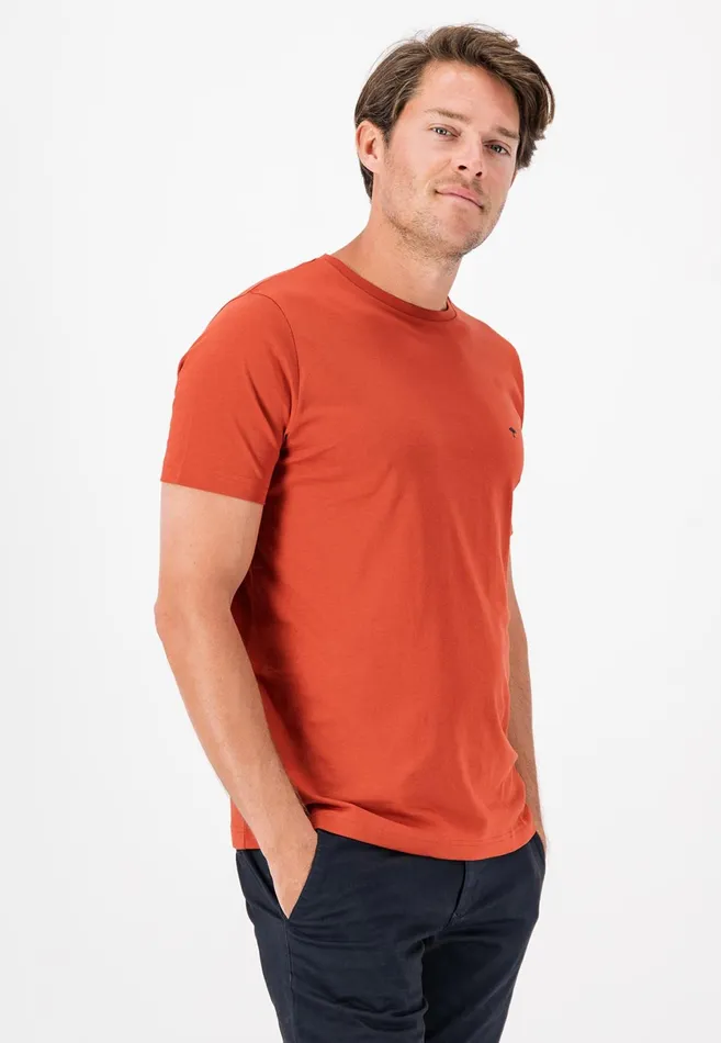 Tshirts Men FYNCHHATTON Tshirt With A Round Neckline Dark Emeraldvibrant Bluerustlight Khakicloud Bluegrass Greenflamepale Blush