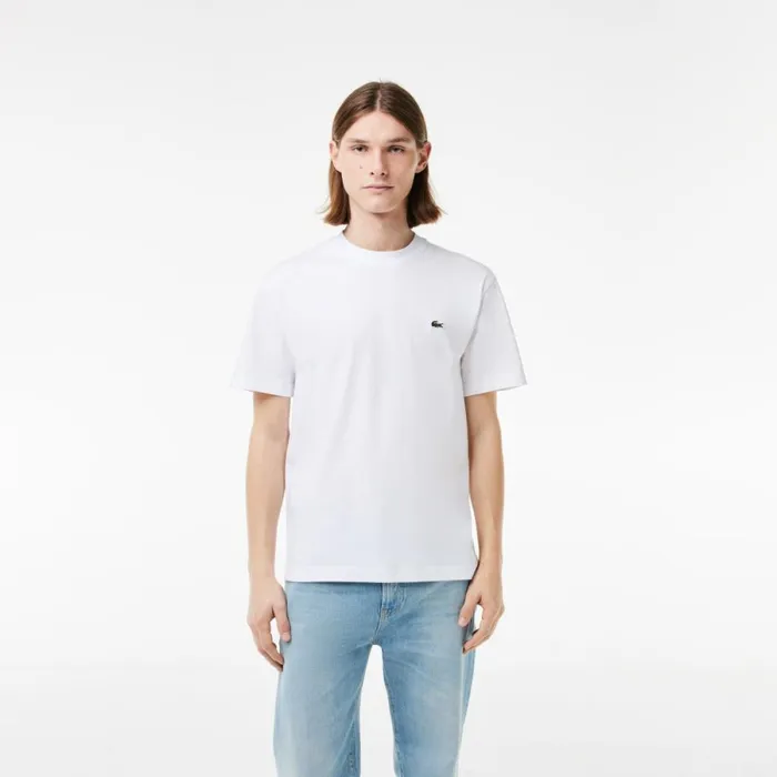 TShirts Men Lacoste Men039s Classic Fit Cotton Jersey TShirt White 001