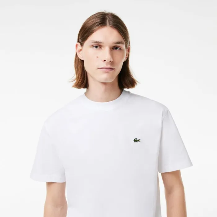 TShirts Men Lacoste Men039s Classic Fit Cotton Jersey TShirt White 001