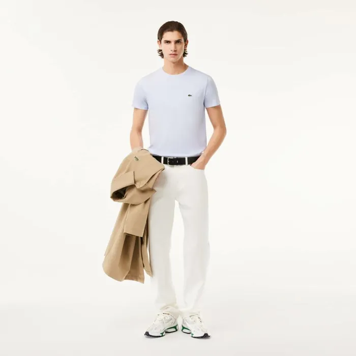 TShirts Men Lacoste Men039s Crew Neck Pima Cotton Jersey TShirt Phoenix Blue J2g