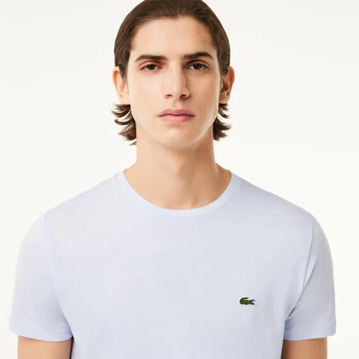 TShirts Men Lacoste Men039s Crew Neck Pima Cotton Jersey TShirt Phoenix Blue J2g