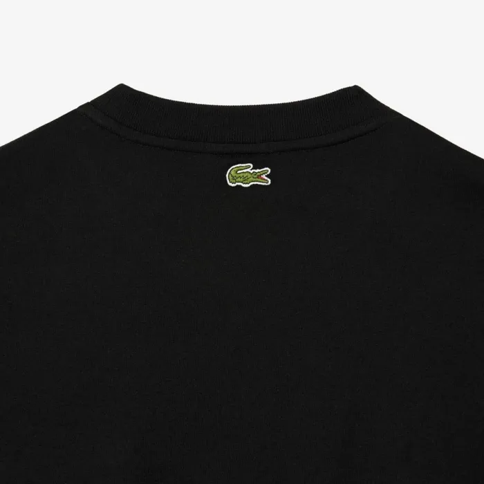 TShirts Men Lacoste Unisex Loose Fit Large Croc Organic Heavy Cotton TShirt Black 031