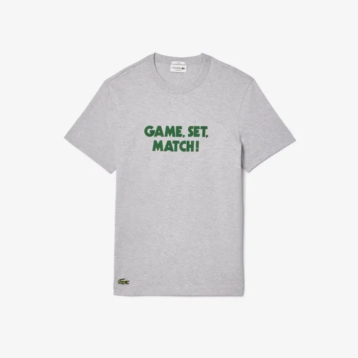 TShirts Men Lacoste Unisex Piqu Effect Slogan Cotton Jersey TShirt Grey Chine Cca TShirts Men Lacoste Unisex Piqu Effect Slogan Cotton Jersey TShirt Grey Chine Cca