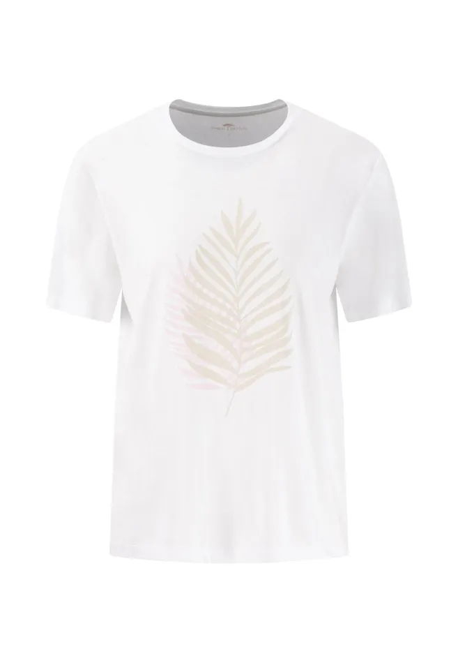 Tshirts Women FYNCHHATTON Tshirt With A Circular Neckline And Fernprint White Tshirts Women FYNCHHATTON Tshirt With A Circular Neckline And Fernprint White