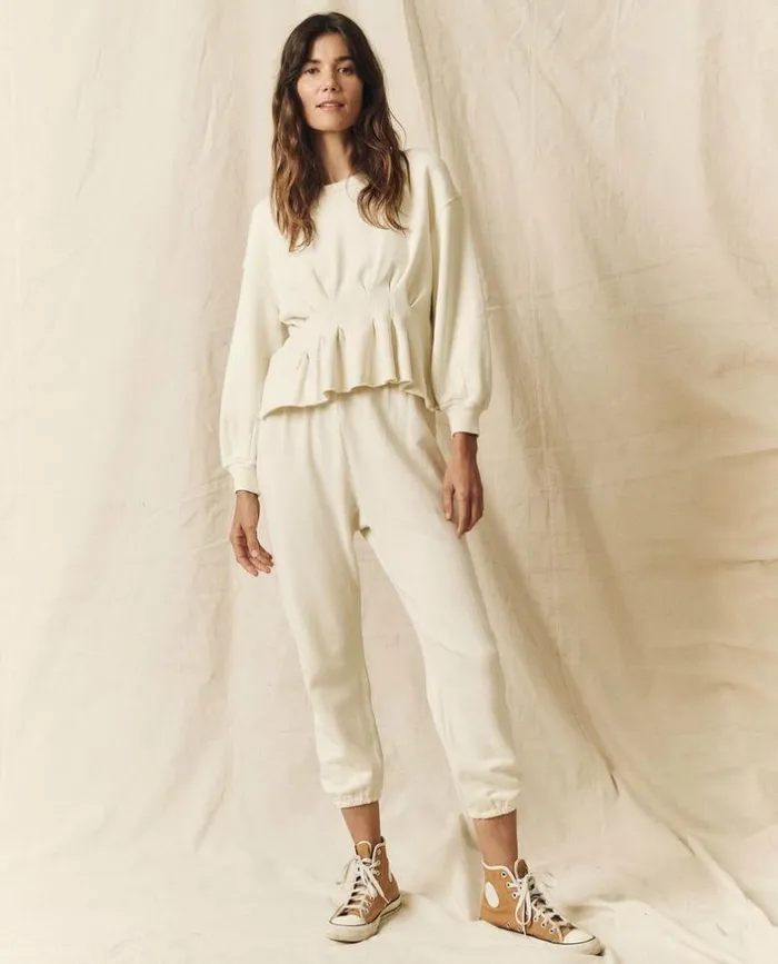 Tees and Sweats The Great The Corset Sweatshirt Washed White