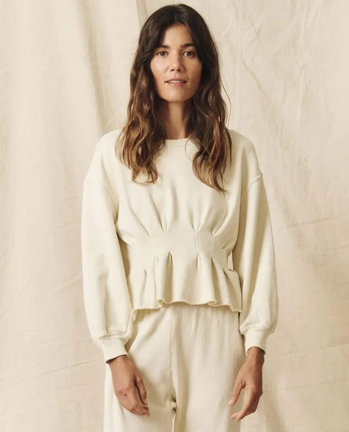 Tees and Sweats The Great The Corset Sweatshirt Washed White