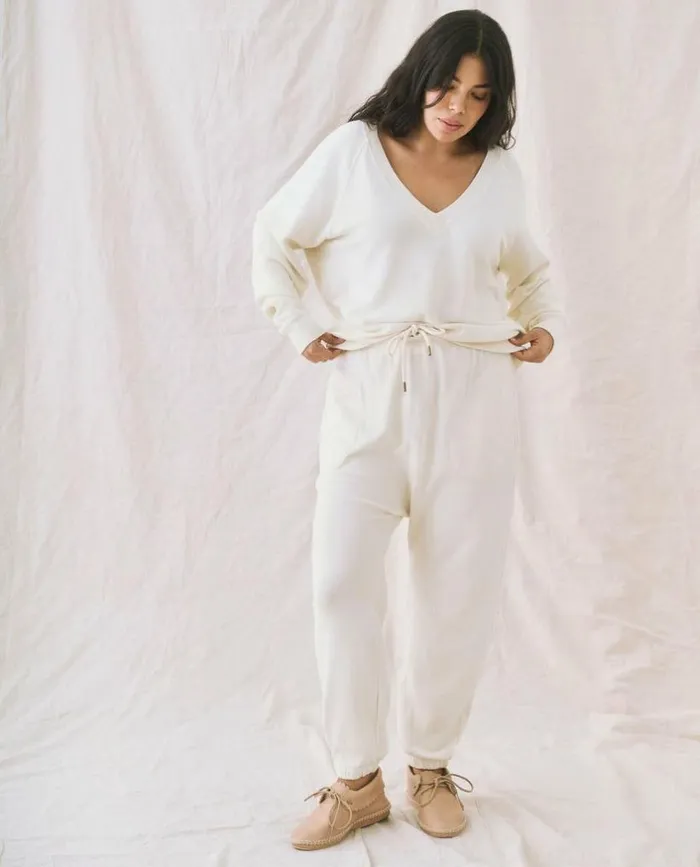 Tees and Sweats The Great The VNeck Sweatshirt Washed White