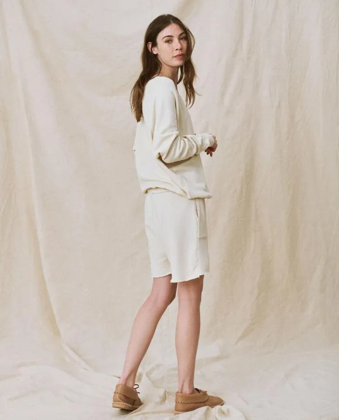 Tees and Sweats The Great The VNeck Sweatshirt Washed White