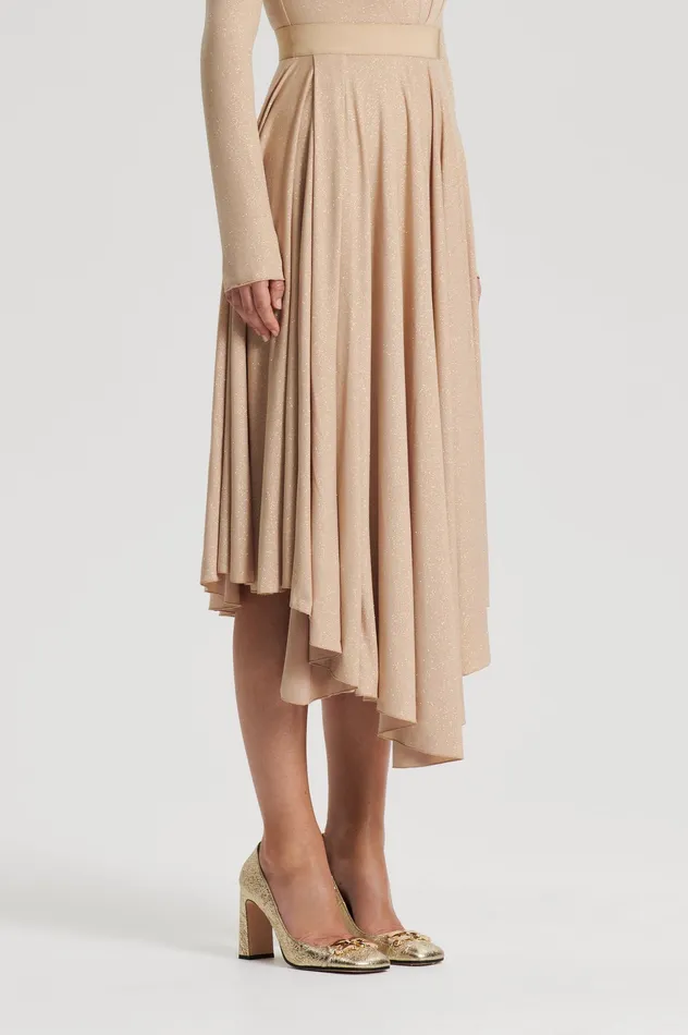 TINSEL DRAPE SKIRT CHAMPAGNE Skirts Scanlan Theodore Women TINSEL DRAPE SKIRT CHAMPAGNE Skirts Scanlan Theodore Women