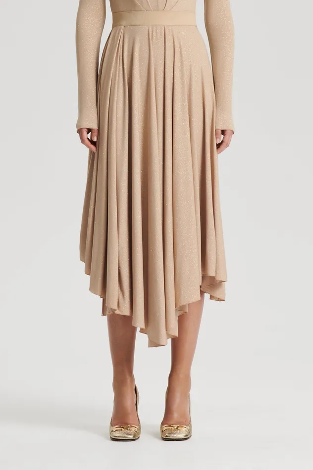 TINSEL DRAPE SKIRT CHAMPAGNE Skirts Scanlan Theodore Women TINSEL DRAPE SKIRT CHAMPAGNE Skirts Scanlan Theodore Women