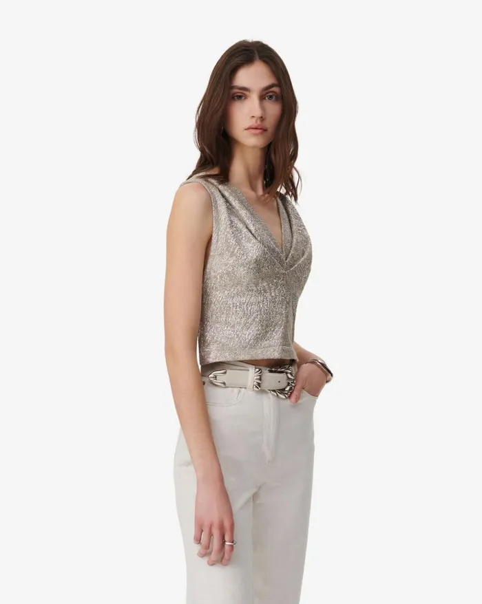 Tops and Shirts Women IRO SAMIRA LUREX JERSEY VNECK TOP