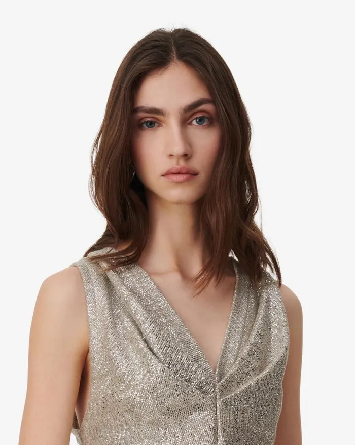 Tops and Shirts Women IRO SAMIRA LUREX JERSEY VNECK TOP