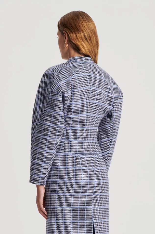 Tops PLAID SCUBA TOP COBALT 8211 Scanlan Theodore Women Tops PLAID SCUBA TOP COBALT 8211 Scanlan Theodore Women