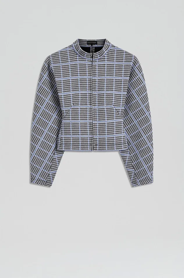 Tops PLAID SCUBA TOP COBALT 8211 Scanlan Theodore Women Tops PLAID SCUBA TOP COBALT 8211 Scanlan Theodore Women