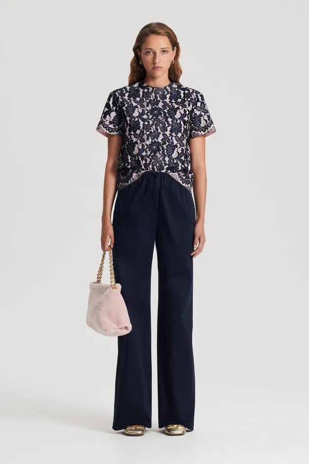 Tops Scanlan Theodore Women BONDED LACE TOP NAVY