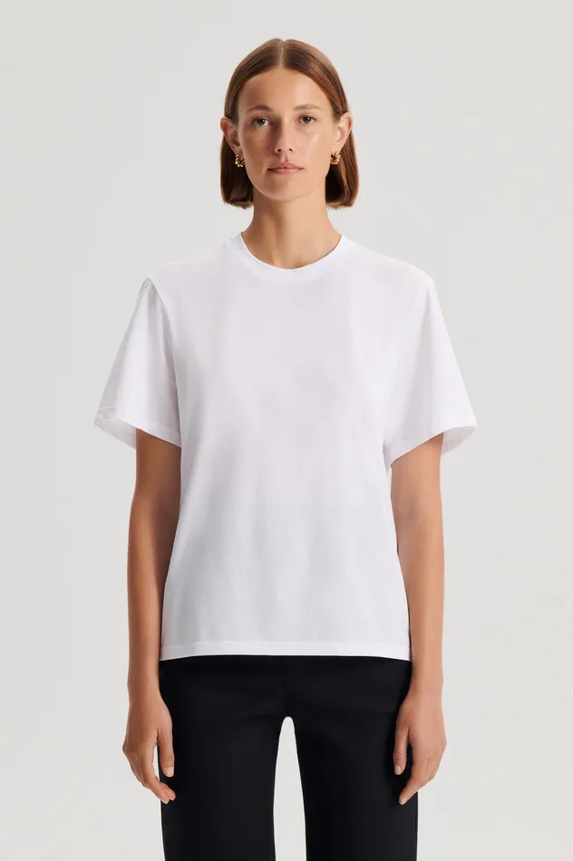 Tops Scanlan Theodore Women MERCERISED LOOSE FIT TSHIRT WHITE Tops Scanlan Theodore Women MERCERISED LOOSE FIT TSHIRT WHITE