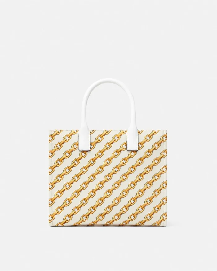 Totes Women Versace Chain Stripes La Medusa Small Tote Bag Print