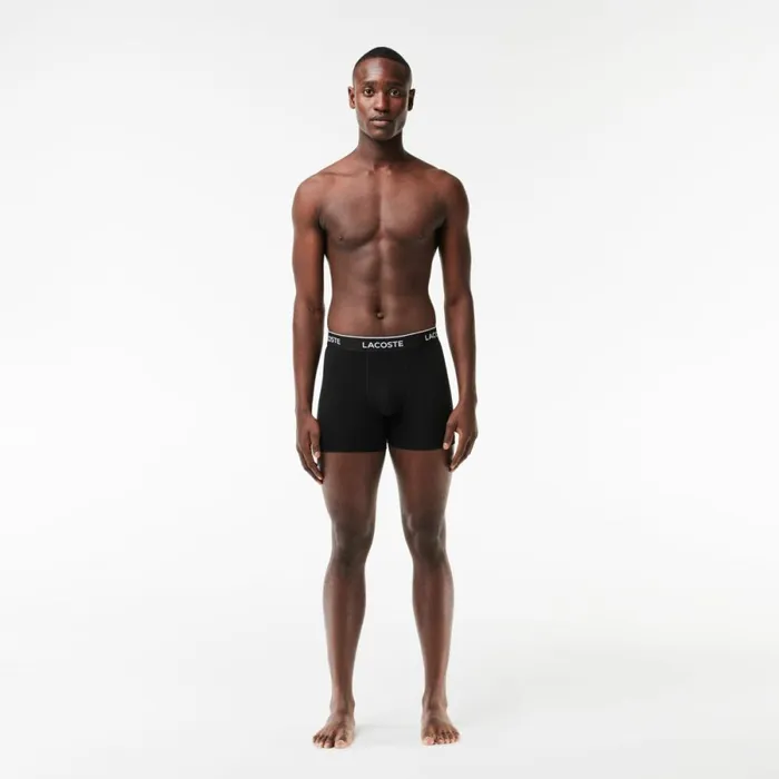 Underwear and Socks Men Lacoste Mens Long Stretch Cotton Boxer Brief 3Pack Black 031