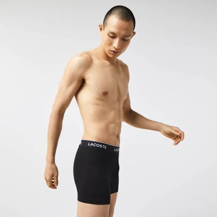 Underwear and Socks Men Lacoste Mens Long Stretch Cotton Boxer Brief 3Pack Black 031
