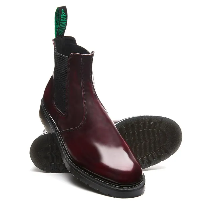 Vegan Solovair Dealer Boots Cherry Red RubOff HiShine Dealer Boot