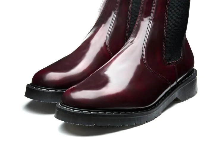 Vegan Solovair Dealer Boots Cherry Red RubOff HiShine Dealer Boot