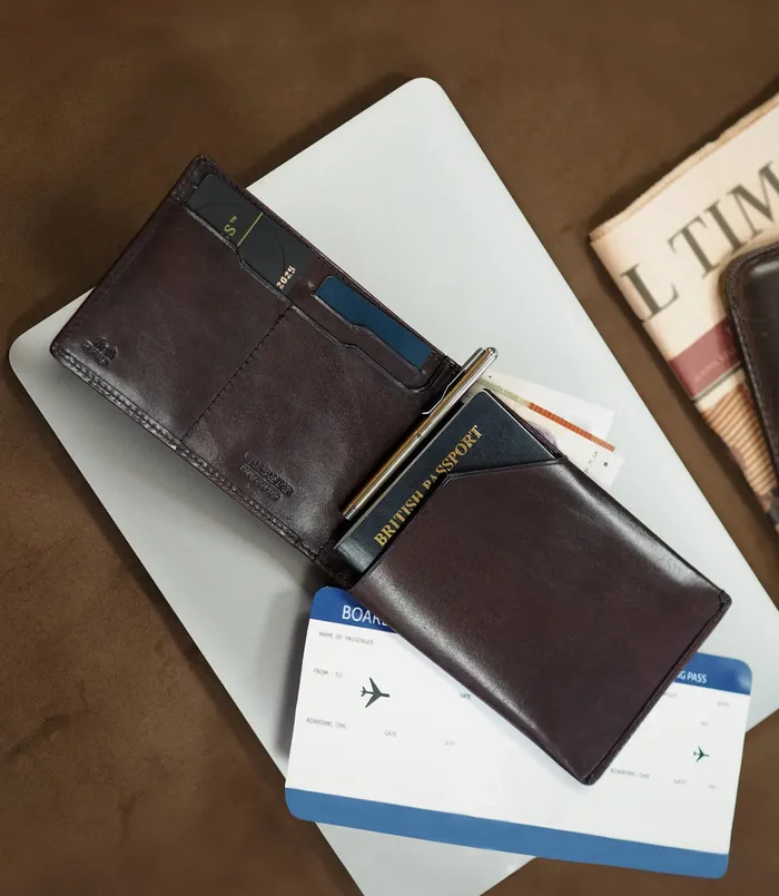 Wallets Card Holders Men Luxury Travel Wallet Dark Brown Loake