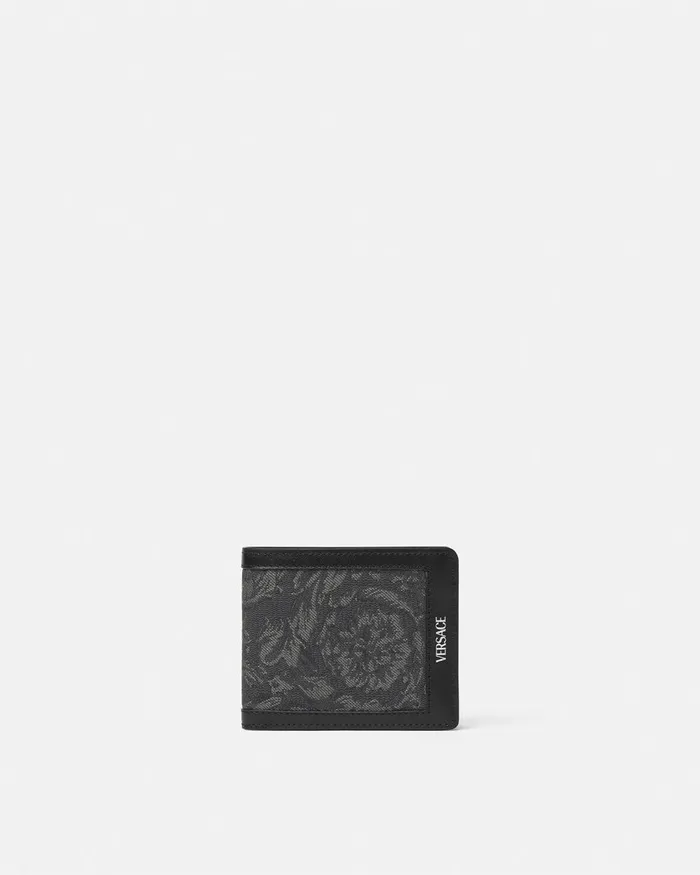 Wallets Men Versace Barocco Jacquard Wallet Blackprint
