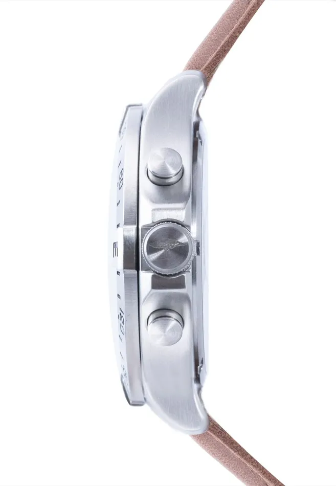 Watch Men FYNCHHATTON Stainless Steel Wristwatch With Brown Leather Strap Silver Watch Men FYNCHHATTON Stainless Steel Wristwatch With Brown Leather Strap Silver
