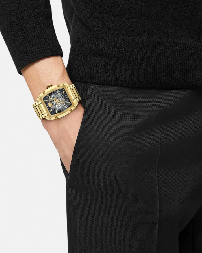 Watches Men Versace Dominus Skeleton Watch Gold