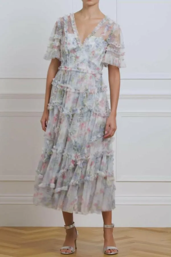 WeddingWomen Needle and Thread Hydrangea Ruffle Ballerina Dress Multi WeddingWomen Needle and Thread Hydrangea Ruffle Ballerina Dress Multi