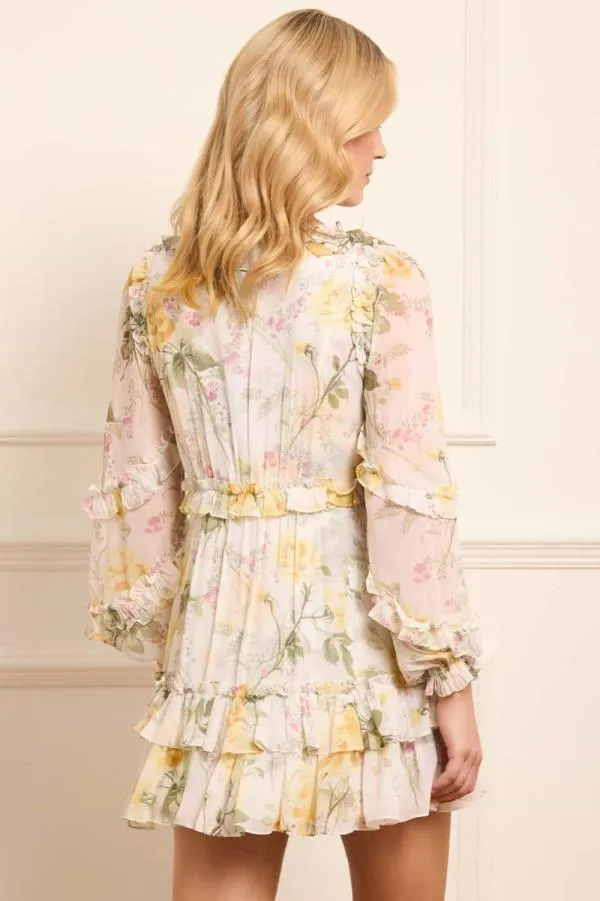 WeddingWomen Needle and Thread Rose Chiffon Long Sleeve Micro Mini Dress Multi WeddingWomen Needle and Thread Rose Chiffon Long Sleeve Micro Mini Dress Multi