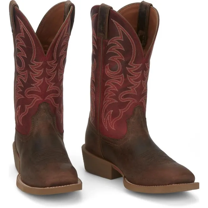Western Men Justin Boots Muley 12034 Western Boot Brown Red 040brown041