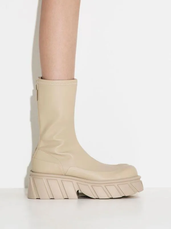 Women Aberdeen SideZip Platform Boots 8211 Chalk CHARLES and KEITH Boots