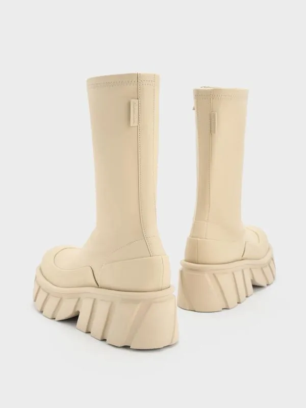 Women Aberdeen SideZip Platform Boots 8211 Chalk CHARLES and KEITH Boots