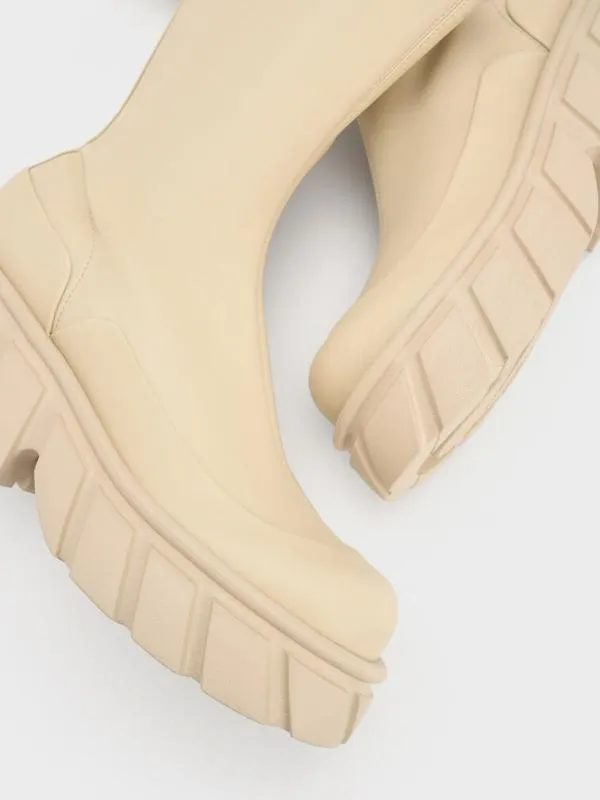 Women Aberdeen SideZip Platform Boots 8211 Chalk CHARLES and KEITH Boots
