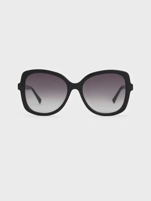 Women Acetate Butterfly Sunglasses 8211 Black CHARLES and KEITH Butterfly