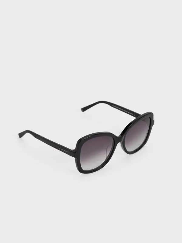 Women Acetate Butterfly Sunglasses 8211 Black CHARLES and KEITH Butterfly